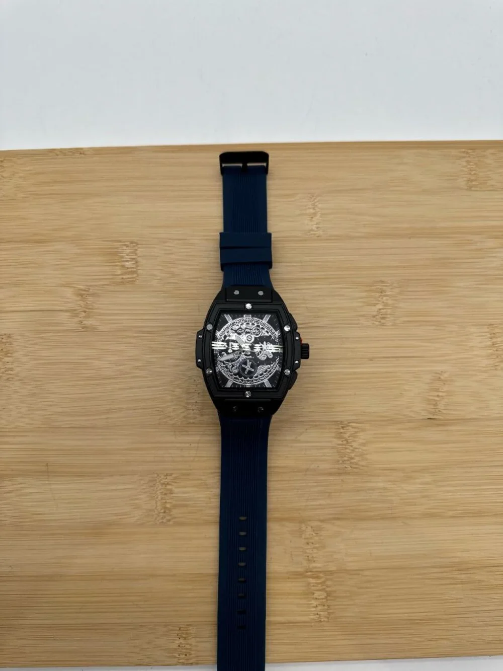 ED HARDY Men's Quartz Movement Navy/Silver Silicone Strap Singles Analog Watch